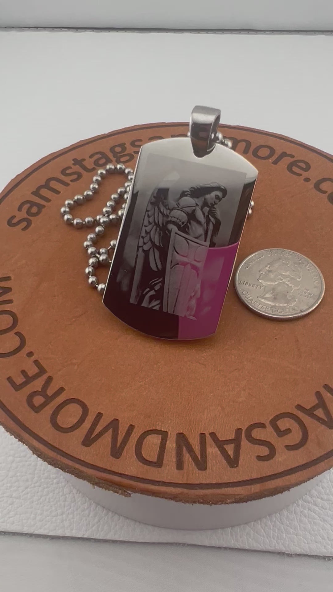 ST. MICHAEL NECKLACE PENDANT IMAGE PRAYER SOLID THICK STAINLESS STEEL SHINE