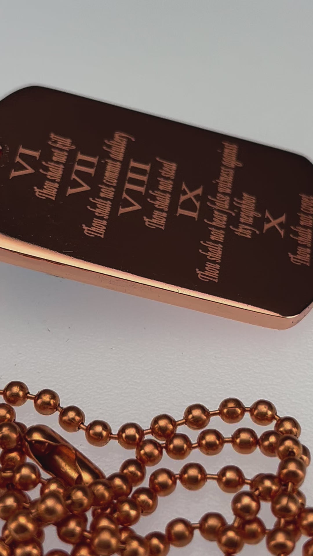 10 COMMANDMENTS SOLID THICK COPPER BALL CHAIN PRAYER NECKLACE