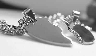 SOLID STAINLESS STEEL SPLIT HEART DOG TAGS BLANK NECKLACES FREE ENGRAVING - Samstagsandmore