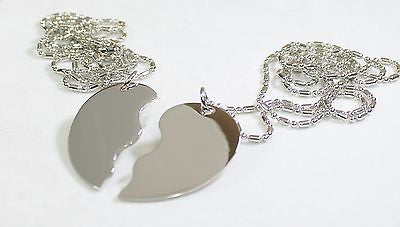 STAINLESS SPLIT HEART LOVE FRIENDSHIP TAG BLANK NECKLACES FREE ENGRAVING - Samstagsandmore