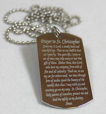 ST. CHRISTOPHER PRAYER RELIGION DOG TAG NECKLACE STAINLESS STEEL - Samstagsandmore