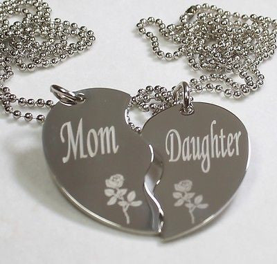 PERSONALIZED SPLIT HEART MOTHER DAUGHTER NECKLACE SET STAINLESS STEEL - Samstagsandmore