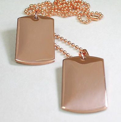 SOLID PURE COPPER MILITARY STYLE (2) DOG TAG PENDANT NECKLACE FREE ENGRAVE - Samstagsandmore