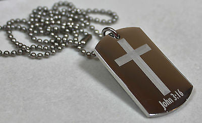 JOHN 3:16 INSPIRATIONAL PRAYER SOLID THICK STAINLESS STEEL SHINE CROSS PRAYER - Samstagsandmore