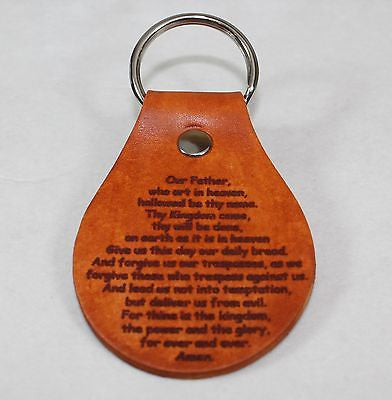LORDS PRAYER LEATHER LASER ENGRAVED KEY CHAIN MADE IN THE USA 2X ENGRAVING - Samstagsandmore