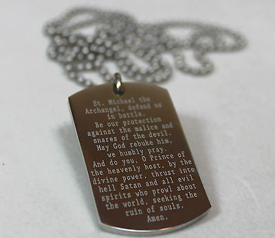 ST. MICHAEL IMAGE PRAYER SOLID THICK STAINLESS STEEL SHINE CROSS PRAYER - Samstagsandmore