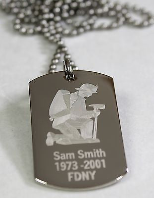 PERSONALIZED  FIREFIGHTER DOG TAG NECKLACE STAINLESS STEEL  FREE ENGRAVING - Samstagsandmore