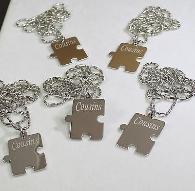 PERSONALIZED PUZZLE PIECES PENDANTS NECKLACE FOUR FAMILY COUSINS FRIENDS TEAM - Samstagsandmore