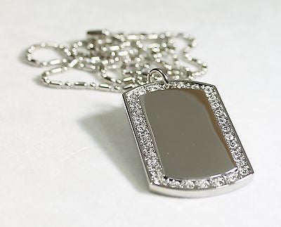 RHODIUM PLATED CZ BLING, CUSTOM DOG TAG NECKLACE - Samstagsandmore