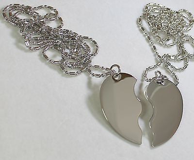 STAINLESS SPLIT HEART LOVE FRIENDSHIP TAG BLANK NECKLACES FREE ENGRAVING - Samstagsandmore
