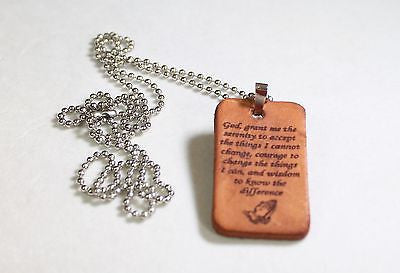 SERENITY PRAYER LEATHER DOG TAG PENDANT NECKLACE - Samstagsandmore