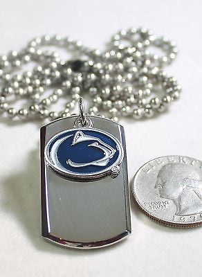 PENN STATE LOGO STAINLESS STEEL DOG TAG NECKLACE 3D BALL CHAIN - Samstagsandmore