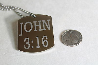 JOHN 3:16 316 LARGE STAINLESS STEEL DOG TAG PENDANT NECKLACE - Samstagsandmore