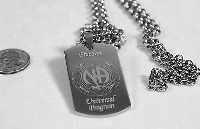 SOLID STAINLESS STEEL NARCOTICS ANONOMOUS SPECIAL RECOVERY PENDANT DOG TAG - Samstagsandmore