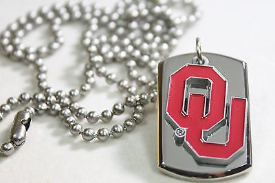 SOLID STAINLESS STEEL 3D TAG OKLAHOMA UNIVERSITY TAG NECKLACE PENDANT - Samstagsandmore