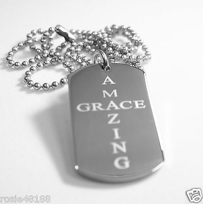 AMAZING GRACE SOLID THICK STAINLESS STEEL SHINE CROSS PRAYER NECKLACE PENDANT - Samstagsandmore