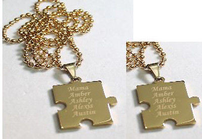 PUZZLE PIECE IPG X2 THICK GOLD PLATED SOLID STAINLESS STEEL BALL CHAIN NECKLACE - Samstagsandmore