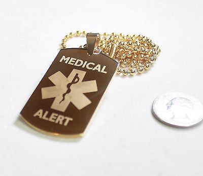 MEDICAL ALERT STAINLESS STEEL STYLE IPG DOG TAGS FREE ENGRAVING - Samstagsandmore