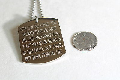 JOHN 3:16 316 LARGE STAINLESS STEEL DOG TAG PENDANT NECKLACE - Samstagsandmore