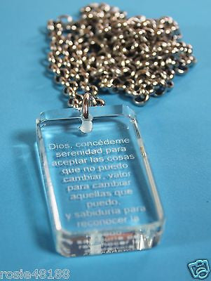 ORACION DE LA SERENIDAD SERENITY CRYSTAL DOG TAG NECKLACE STAINLESS SPANISH - Samstagsandmore