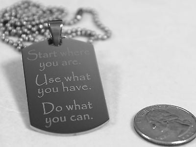 MOTIVATIONAL INSPIRATIONAL CAN DO STAINLESS STEEL DOG TAG NECKLACE - Samstagsandmore