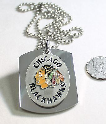 Chicago Blackhawks NHL pendant X large dog tag stainless steel necklace logo - Samstagsandmore