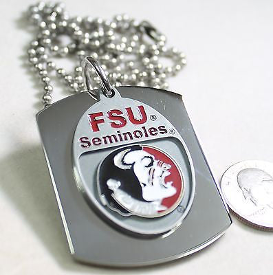 FSU FLORIDA SEMINOLES  X LARGE  DOG TAG STAINLESS STEEL NECKLACE LOGO - Samstagsandmore