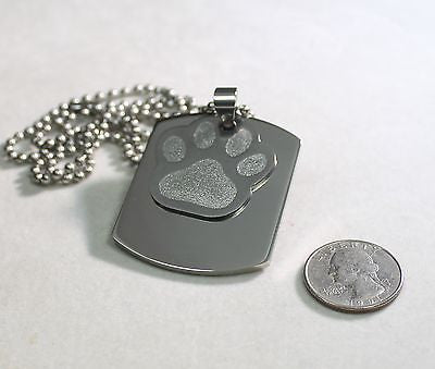 PAW PRINT DOG CAT MEMORIAL PET OR TEAM ENGRAVED X LARGE THICK SOLID STAINLESS - Samstagsandmore