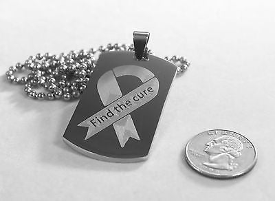 FIND THE CURE BREAST CANCER SOLID STAINLESS STEEL BALL CHAIN ENGRAVE BACK FREE - Samstagsandmore