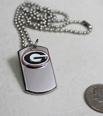GEORGIA BULLDOGS NECKLACE STAINLESS DOG TAG SEC FREE ENGRAVING SEND IN MSG - Samstagsandmore