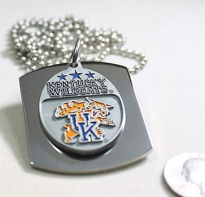 KENTUCKY WILDCATS X LARGE DOG TAG STAINLESS STEEL NECKLACE LOGO FREE ENGRAVE - Samstagsandmore
