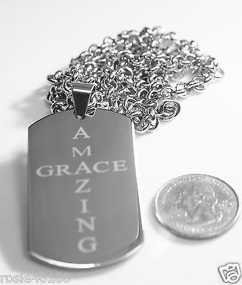 AMAZING GRACE SOLID THICK STAINLESS STEEL ROLO CHAIN SHINE CROSS PRAYER NECKLACE - Samstagsandmore