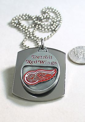 DETROIT RED WINGS PENDANT X LARGE DOG TAG STAINLESS STEEL NECKLACE LOGO - Samstagsandmore