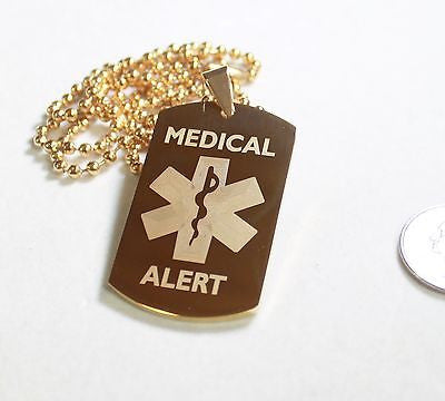 MEDICAL ALERT STAINLESS STEEL STYLE IPG DOG TAGS FREE ENGRAVING - Samstagsandmore