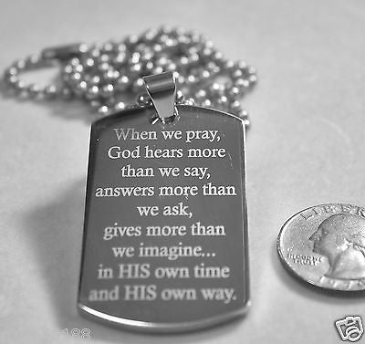 GOD PRAYER DOG TAG STAINLESS STEEL THICK RELIGION INSPIRATIONAL - Samstagsandmore