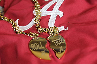 SOLID STAINLESS IPG GOLD PLATED SPLIT HEART NECKLACES ALABAMA CRIMSON ROLL TIDE - Samstagsandmore
