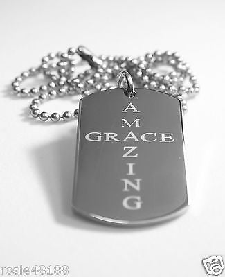 AMAZING GRACE SOLID THICK STAINLESS STEEL SHINE CROSS PRAYER NECKLACE PENDANT - Samstagsandmore