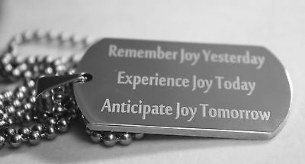 JOY TODAY POSITIVE THOUGHTS MOTIVATIONAL SOLID STAINLESS STEEL TAG NECKLACE - Samstagsandmore