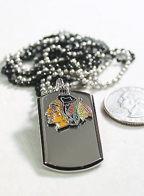 STAINLESS STEEL NHL CHICAGO BLACKHAWKS NECKLACE DOGTAG PENDANT ENGRAVE - Samstagsandmore