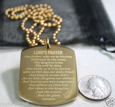 THE LORD'S PRAYER IPG GOLD X LARGE THICK SOLID STAINLESS STEEL DOG TAG NECKLACE - Samstagsandmore