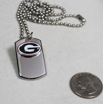 GEORGIA BULLDOGS NECKLACE STAINLESS DOG TAG SEC FREE ENGRAVING SEND IN MSG - Samstagsandmore