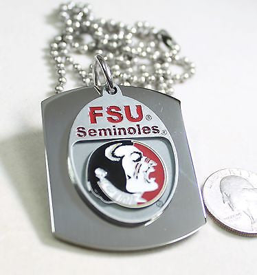 FSU FLORIDA SEMINOLES X LARGE DOG TAG STAINLESS STEEL NECKLACE LOGO - Samstagsandmore
