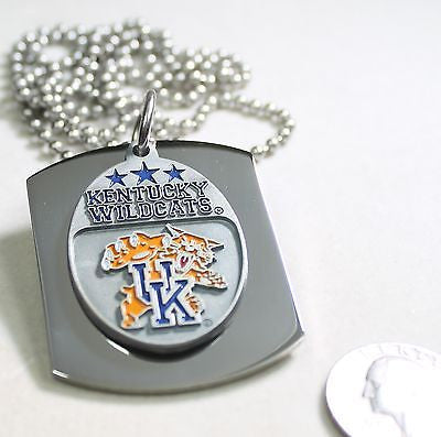KENTUCKY WILDCATS X LARGE DOG TAG STAINLESS STEEL NECKLACE LOGO FREE ENGRAVE - Samstagsandmore