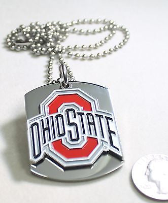 OHIO STATE LOGO BUCKEYES PENDANT X LARGE DOG TAG STAINLESS STEEL NECKLACE LOGO - Samstagsandmore