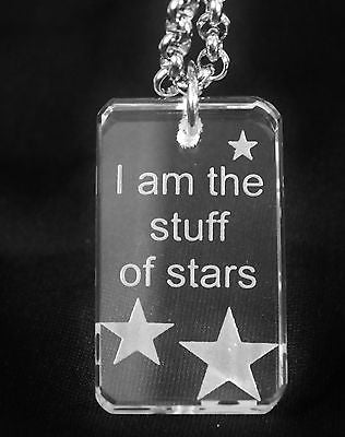 MOTIVATIONAL STAR SAND BLASTED THICK CRYSTAL DOG TAG & STAINLESS STEEL NECKLACE - Samstagsandmore