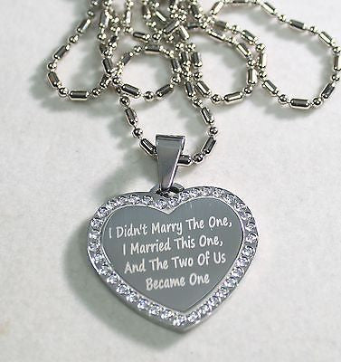 CZ STAINLESS STEEL HEART WEDDING LOVE NECKLACE PENDANT - Samstagsandmore