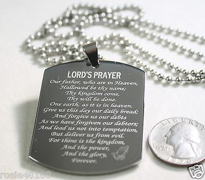 THE LORD'S PRAYER X LARGE THICK SOLID STAINLESS STEEL DOG TAG NECKLACE - Samstagsandmore