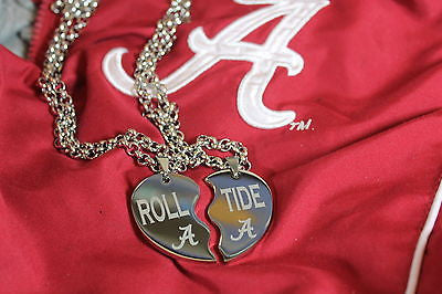 SOLID STAINLESS SPLIT HEART NECKLACES ALABAMA CRIMSON ROLL TIDE BAMA - Samstagsandmore