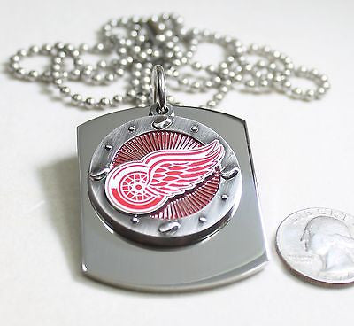 DETROIT RED WINGS X LARGE DOG TAG STAINLESS STEEL NECKLACE LOGO - Samstagsandmore