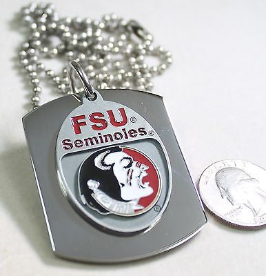 FSU FLORIDA SEMINOLES X LARGE DOG TAG STAINLESS STEEL NECKLACE LOGO - Samstagsandmore
